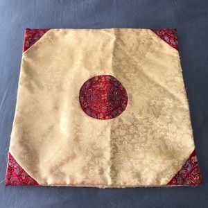 Set of 2 - 16in Square Chinese Style Gold Red Brocade Pillow Covers